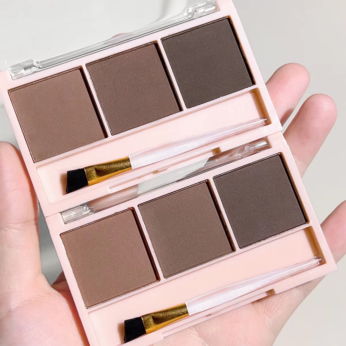 3Color Brow Powder Set With Brush  LongLasting Natural Eyebrow Makeup Kit 4