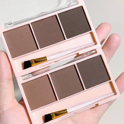 3Color Brow Powder Set With Brush  LongLasting Natural Eyebrow Makeup Kit 4