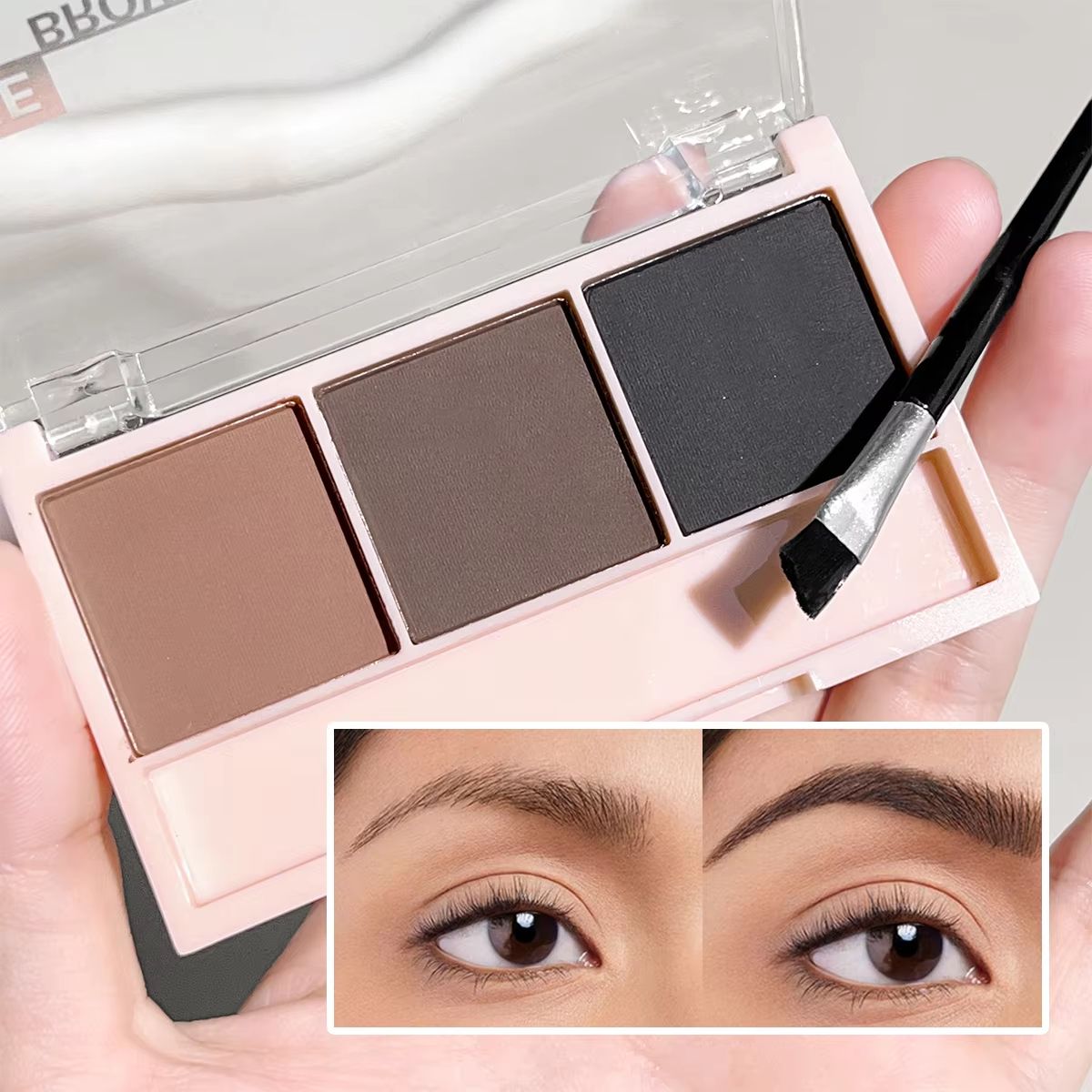 3Color Brow Powder Set With Brush  LongLasting Natural Eyebrow Makeup Kit 5