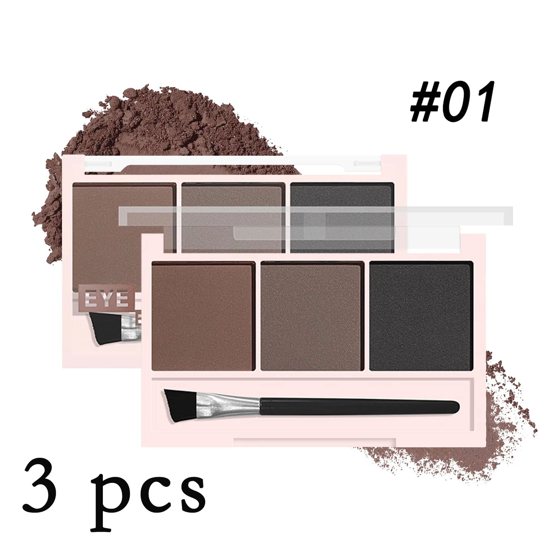 3Color Brow Powder Set With Brush  LongLasting Natural Eyebrow Makeup Kit 7