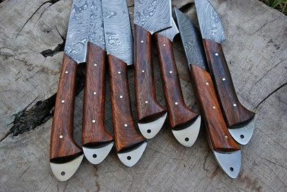 7 PCS Handmade Damascus Steel Chef Knife Set  Full Tang Kitchen Cutlery With Micarta Handle 2