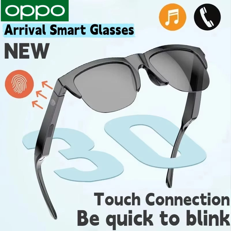 HIFI OPPO Smart Bluetooth V5.3 Sunglasses, Outdoor Sports Call Glasses, Black Anti-Touch UV for Men Women