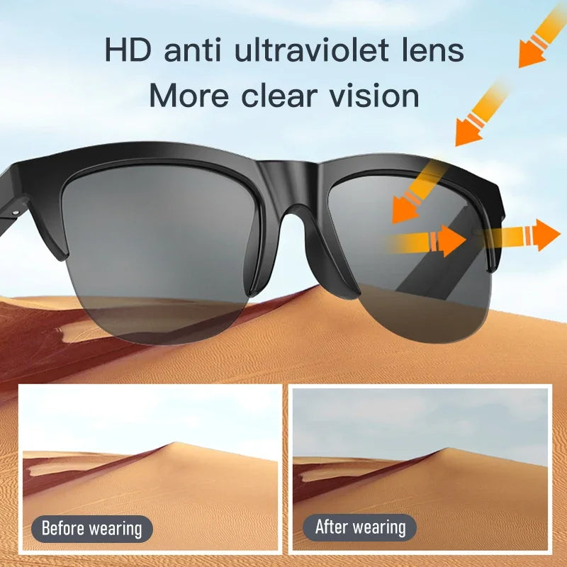 HIFI OPPO Smart Bluetooth V5.3 Sunglasses, Outdoor Sports Call Glasses, Black Anti-Touch UV for Men Women