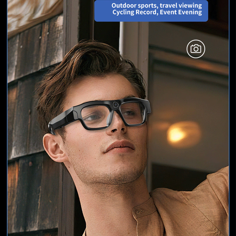 Black Tech Smart Glasses Camera 4K, New Bluetooth Video & Recording for Music Call Sports Travel Driving Business
