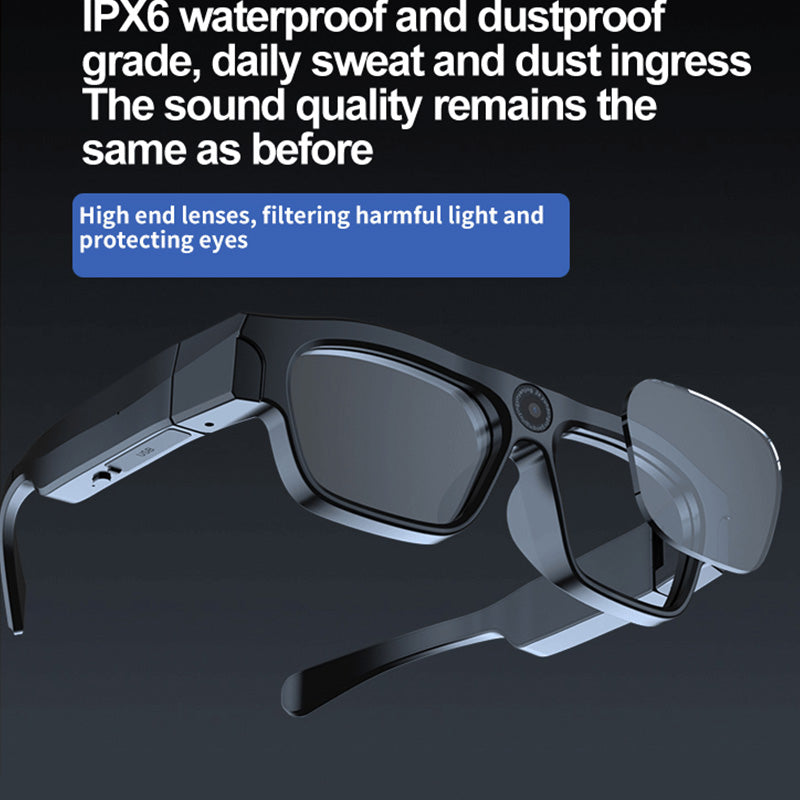 Black Tech Smart Glasses Camera 4K New Bluetooth Video  Recording For Music Call Sports Travel Driv 1