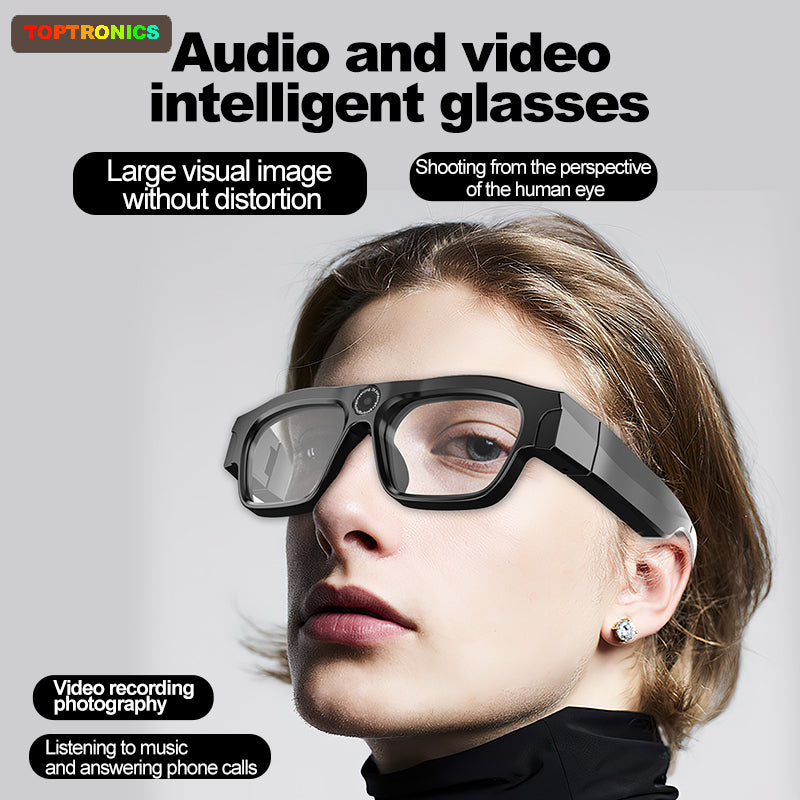 Black Tech Smart Glasses Camera 4K New Bluetooth Video  Recording For Music Call Sports Travel Driv 5