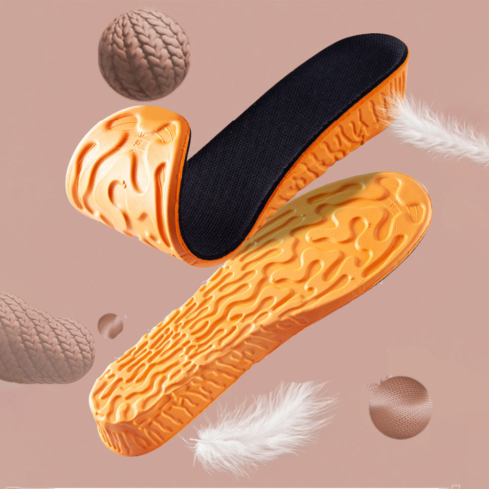 Mens Invisible Height Increase Sport Insoles with Orange EVA Memory Foam Shoe Sole Pad for Comfortable Breathable Foot