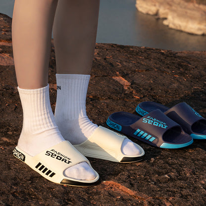 Lightweight Men Slippers Summer Flat Sole Slides Open Toe Home Slippers For Women Couple Trendy Beach Sandals