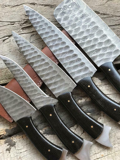 Handmade Twist Damascus Steel Chef Knife Set  Professional Kitchen Knives 1