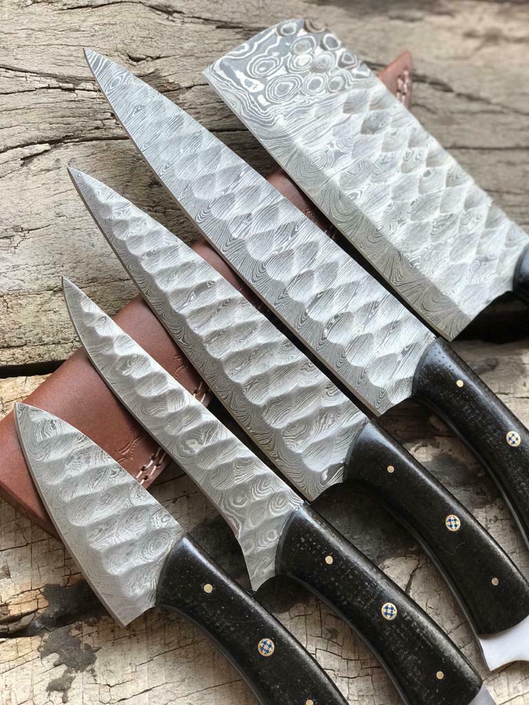 Handmade Twist Damascus Steel Chef Knife Set  Professional Kitchen Knives 3