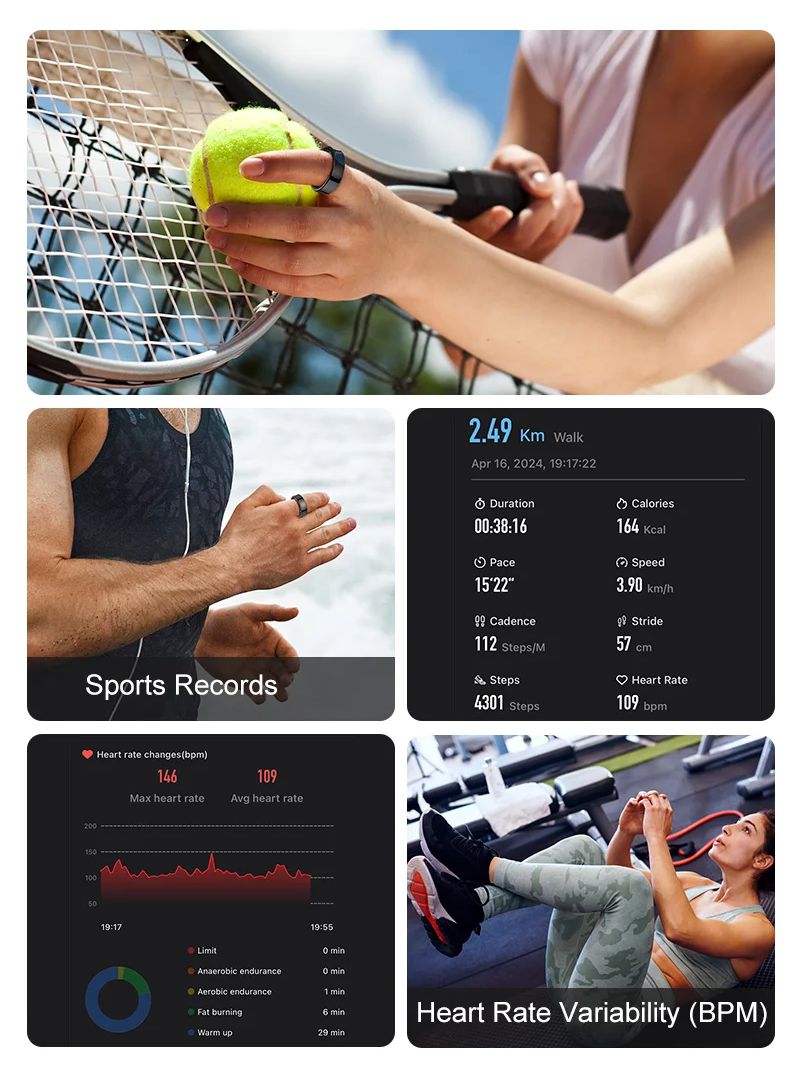 Waterproof Smart Ring With Charging Case, New Smart Ring R09 Health Monito Multi Sports Mode Skin Temperature