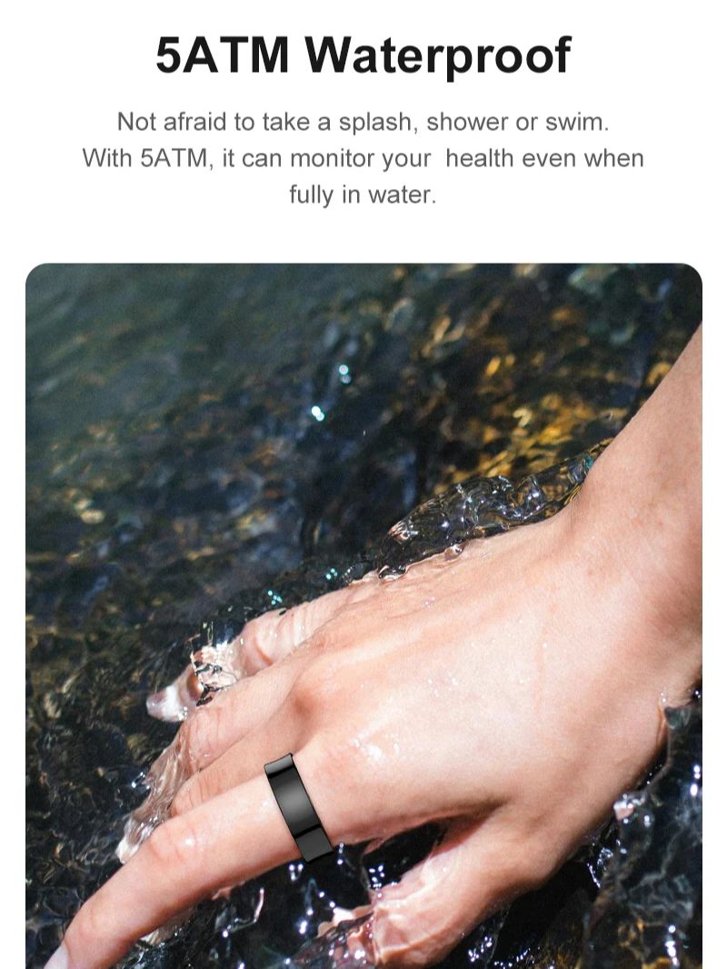 Waterproof Smart Ring With Charging Case, New Smart Ring R09 Health Monito Multi Sports Mode Skin Temperature