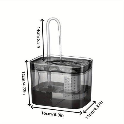 Cat Water Fountain with Auto Filter Recirculate Transparent Black Cat Drinker Ultra Quiet Automatic Pet Drinking Dispens