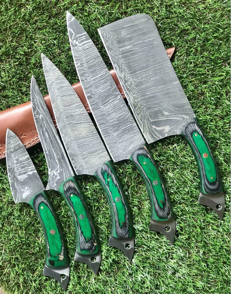 Professional Damascus Steel Kitchen Knife Set  Custom Handmade Design 3