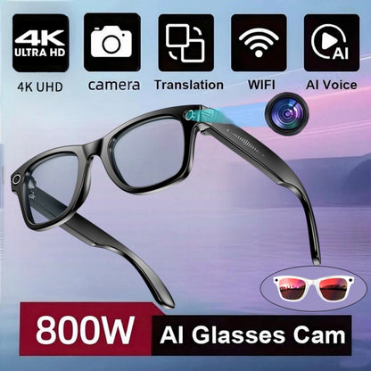 Smart Glasses 4K HD, BT WIFI Camera, Simultaneous Interpretation, Object Recognition, Voice Assistant, Call, 270mAh