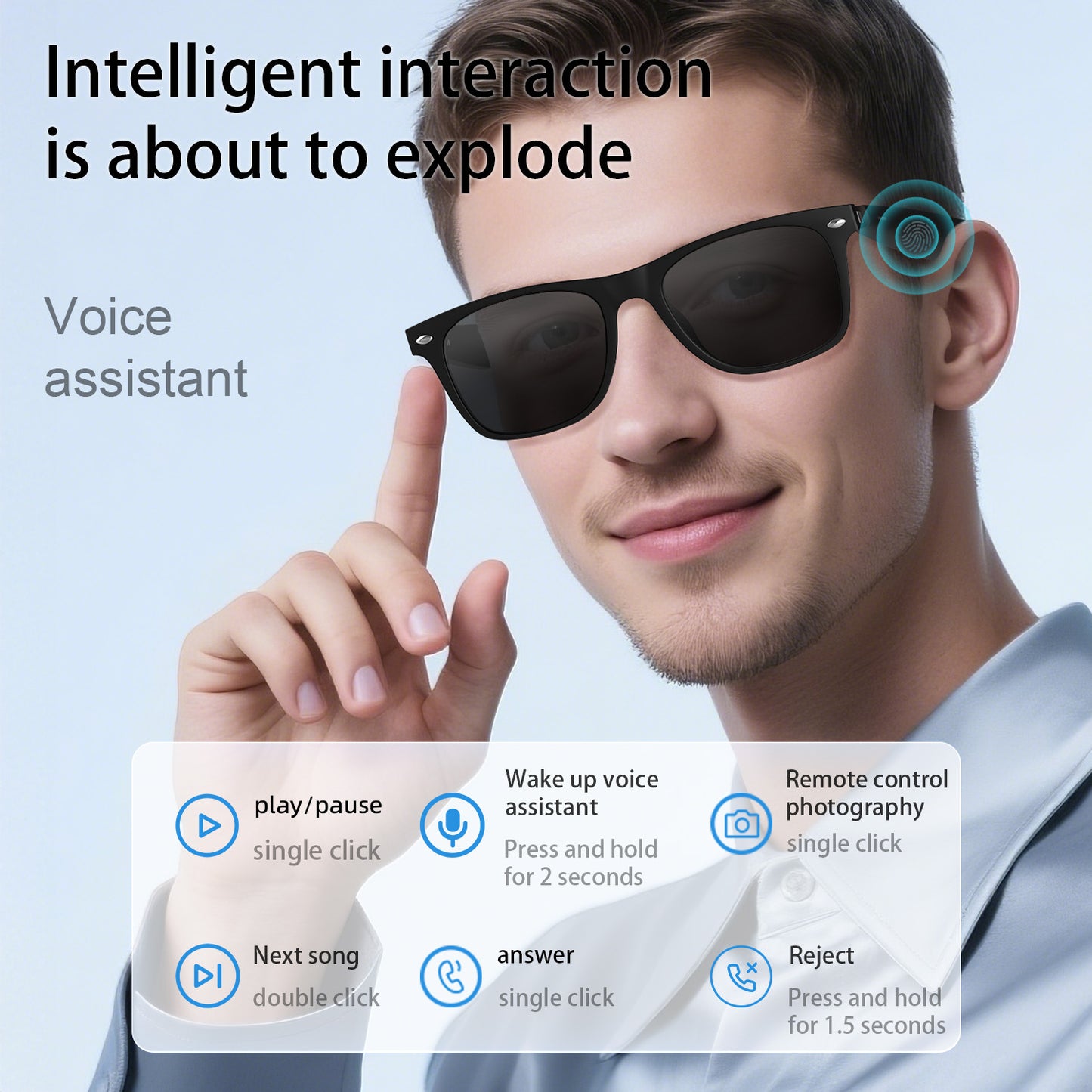 Intelligent Sunglasses, Smart Glasses, Camera Control with AI Translation, Bluetooth Call Headphones, Fashionable Gift