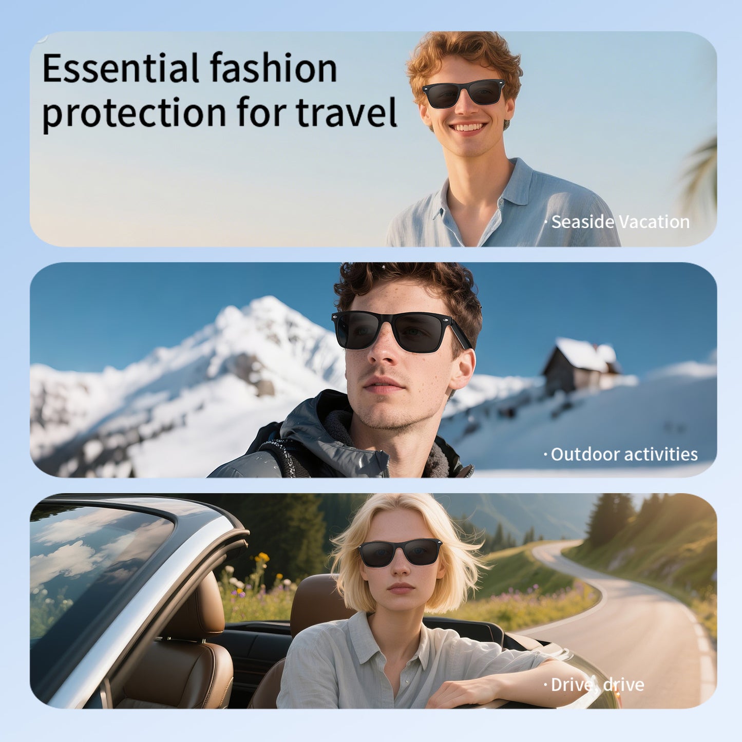 Intelligent Sunglasses, Smart Glasses, Camera Control with AI Translation, Bluetooth Call Headphones, Fashionable Gift