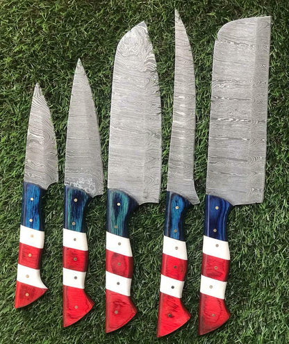 Premium Twist Damascus Steel Chef Knife Collection  5 Piece Set 2