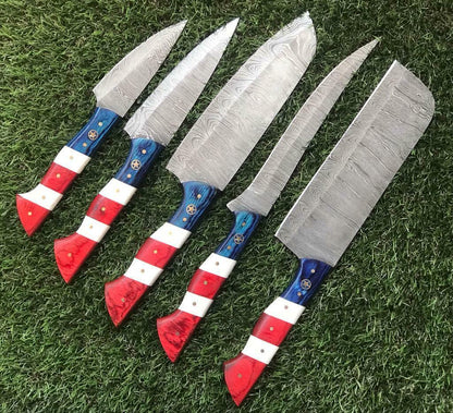 Premium Twist Damascus Steel Chef Knife Collection  5 Piece Set 3