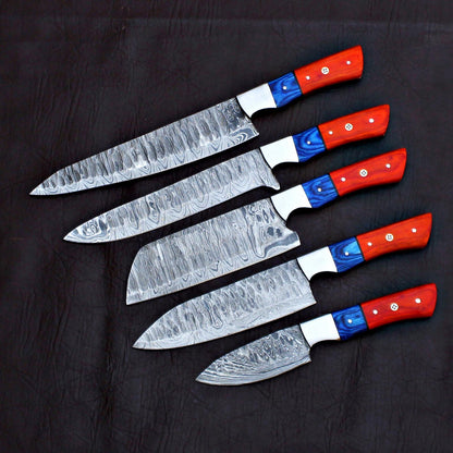 Full Tang Damascus Steel Chef Knife Set | Hand Forged Kitchen Knives