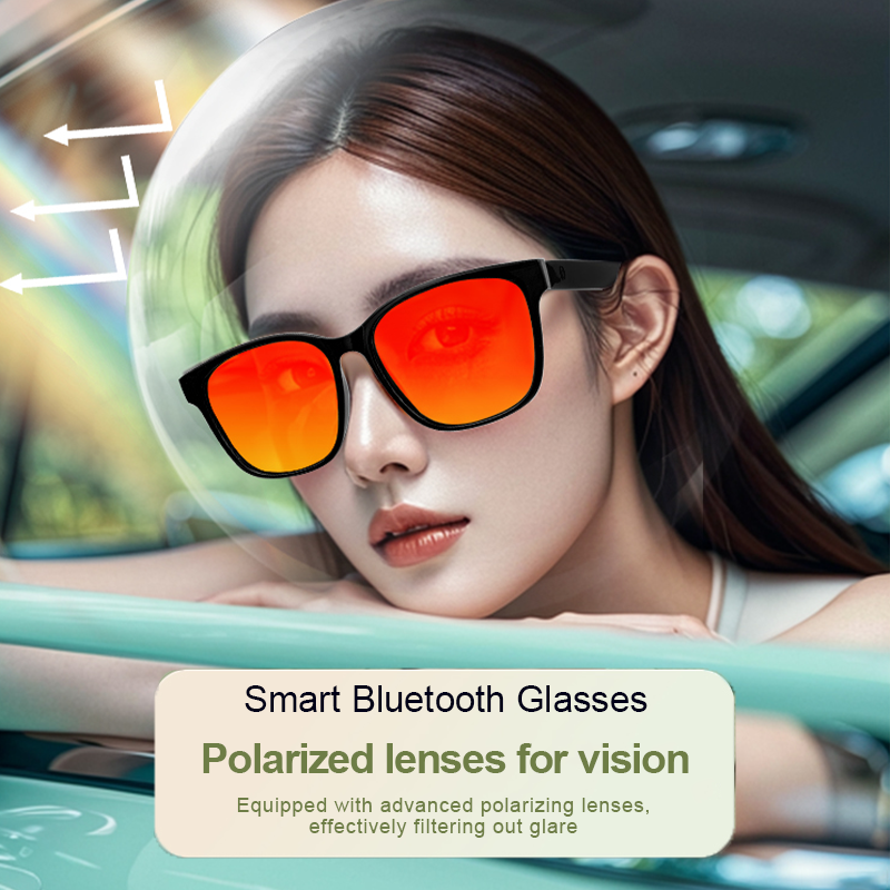 Fashion AI Smart Sunglasses, Bluetooth Call Playing Music Glasses Men Women, Voice Assistant & Camera Control