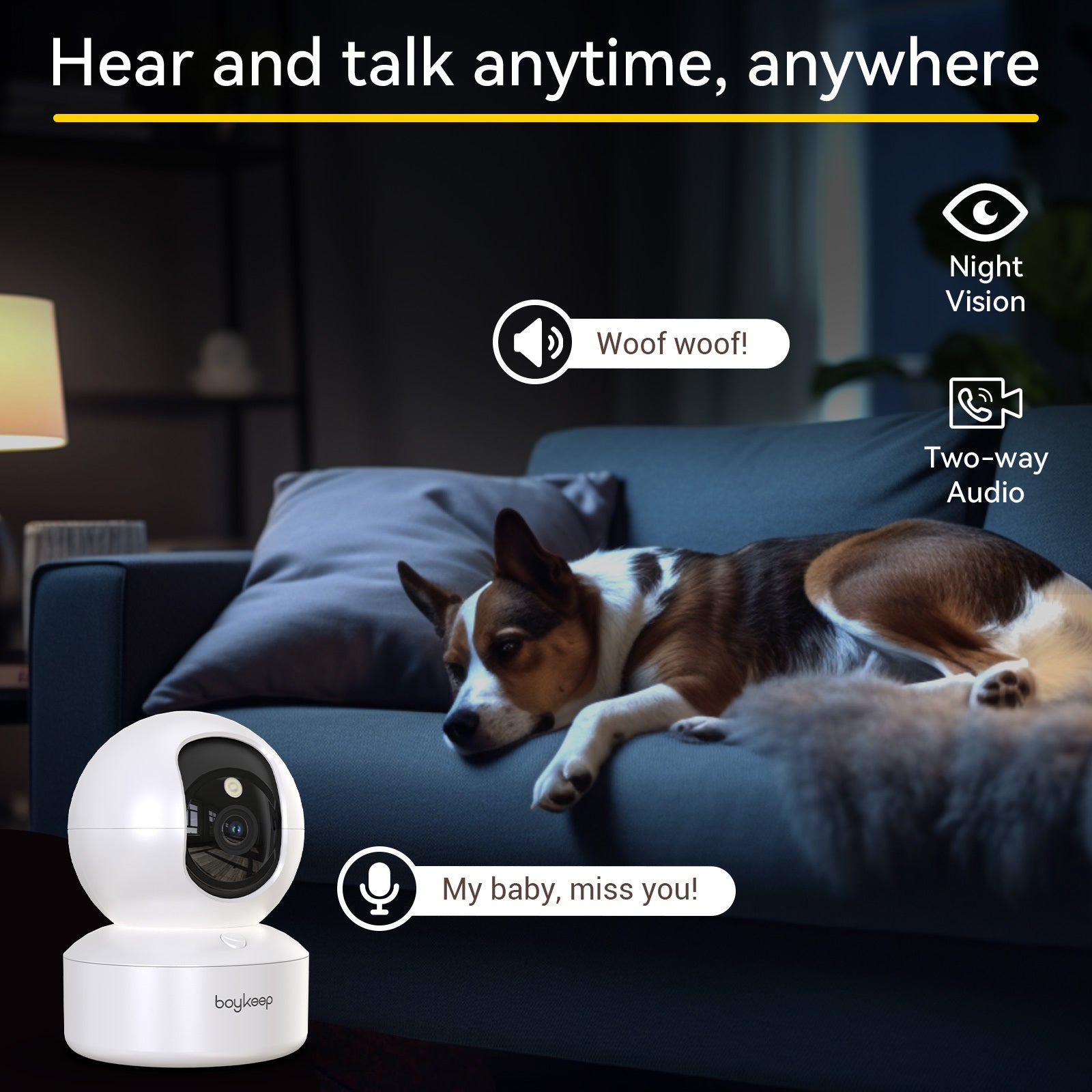 Wifi Surveillance Smart Camera 2K Indoor 5G24GHz Night Vision 360 Pan  Tilt With 2Way Audio For Bab 3