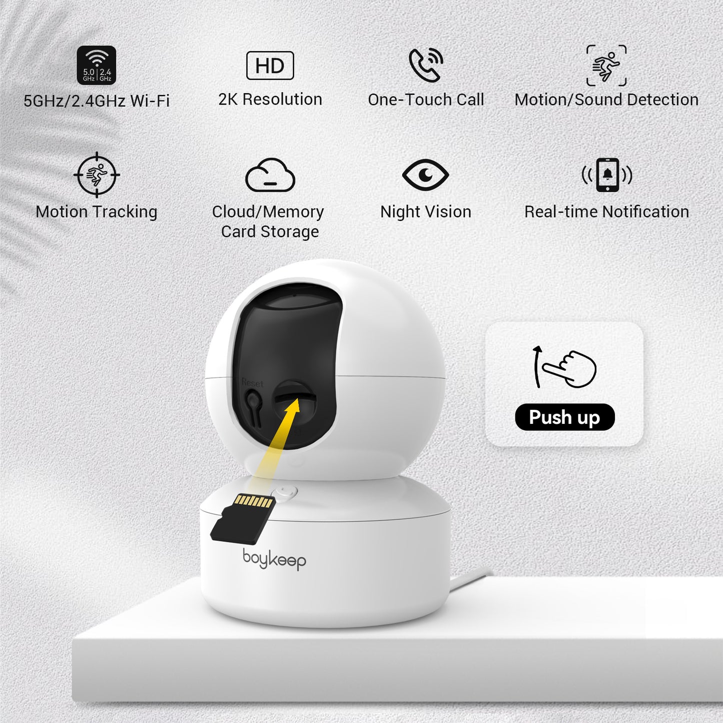 Wifi Surveillance Smart Camera 2K, Indoor 5G/2.4GHz Night Vision, 360° Pan & Tilt with 2-Way Audio for Baby Monitoring