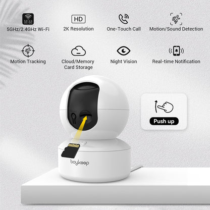 Wifi Surveillance Smart Camera 2K, Indoor 5G/2.4GHz Night Vision, 360° Pan & Tilt with 2-Way Audio for Baby Monitoring