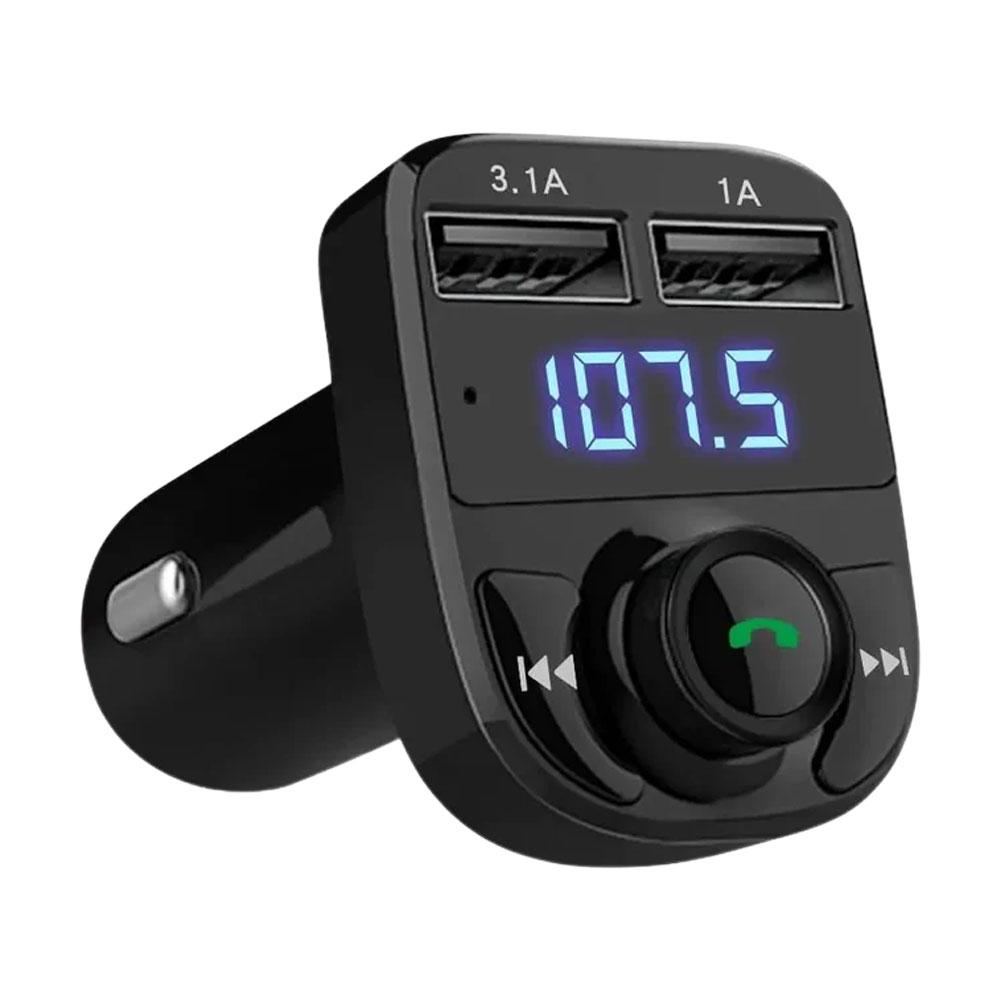 Wireless Bluetooth FM Transmitter, Car Charger, Hands-Free Calling Radio Receiver, Dual USB