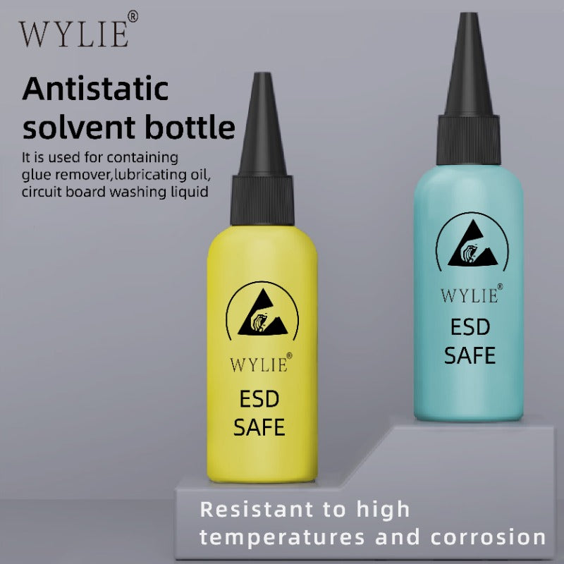 ESD Safe Solvent Bottle with Double Cap, Leak-Proof Dispensing Tool for Mobile Phone Repair & Alcohol Glue Solutions