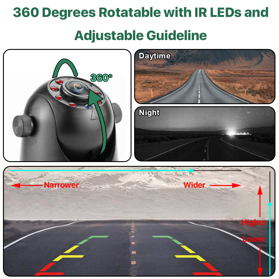 Magnetic Hitch 5G WiFi Wireless Rear View Camera, Night Vision, Rechargeable for RV Truck Trailer, iPhone Android
