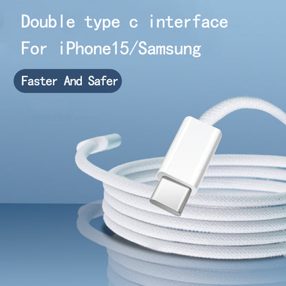 Mobile Phone Data Cable for iPhone, Android, Usb C to Type C Fast Charging PD 60W, Type C Braided Charger Cable