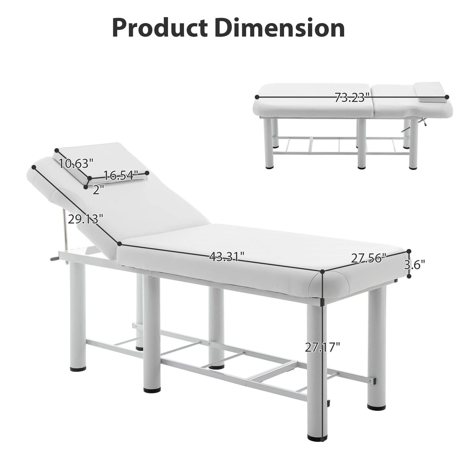 Adjustable Massage Table With Backrest Memory Foam  Storage Shelf 3