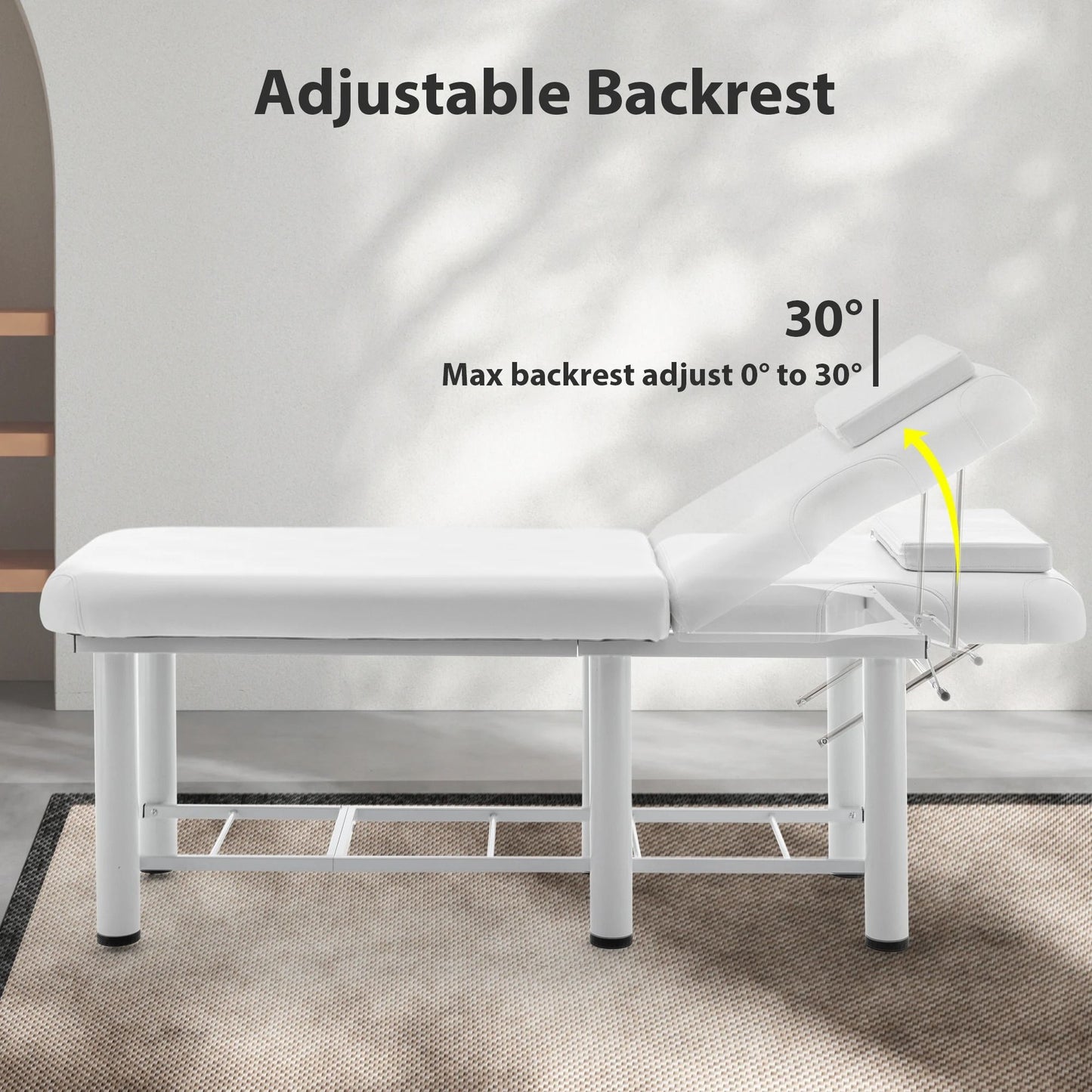 Adjustable Massage Table With Backrest Memory Foam  Storage Shelf 4