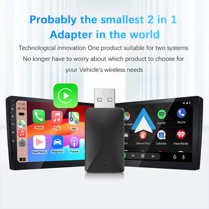 Android Auto Adapter, 2in1 Wired to Wireless CarPlay Adapter for OEM Car Stereo USB Plug and Play