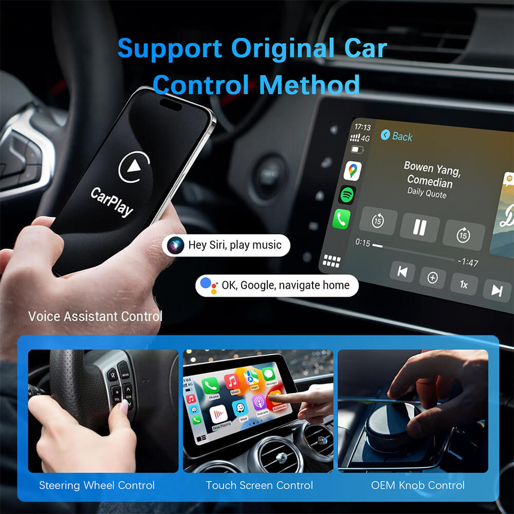 Android Auto Adapter, 2in1 Wired to Wireless CarPlay Adapter for OEM Car Stereo USB Plug and Play