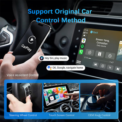 Android Auto Adapter, 2in1 Wired to Wireless CarPlay Adapter for OEM Car Stereo USB Plug and Play