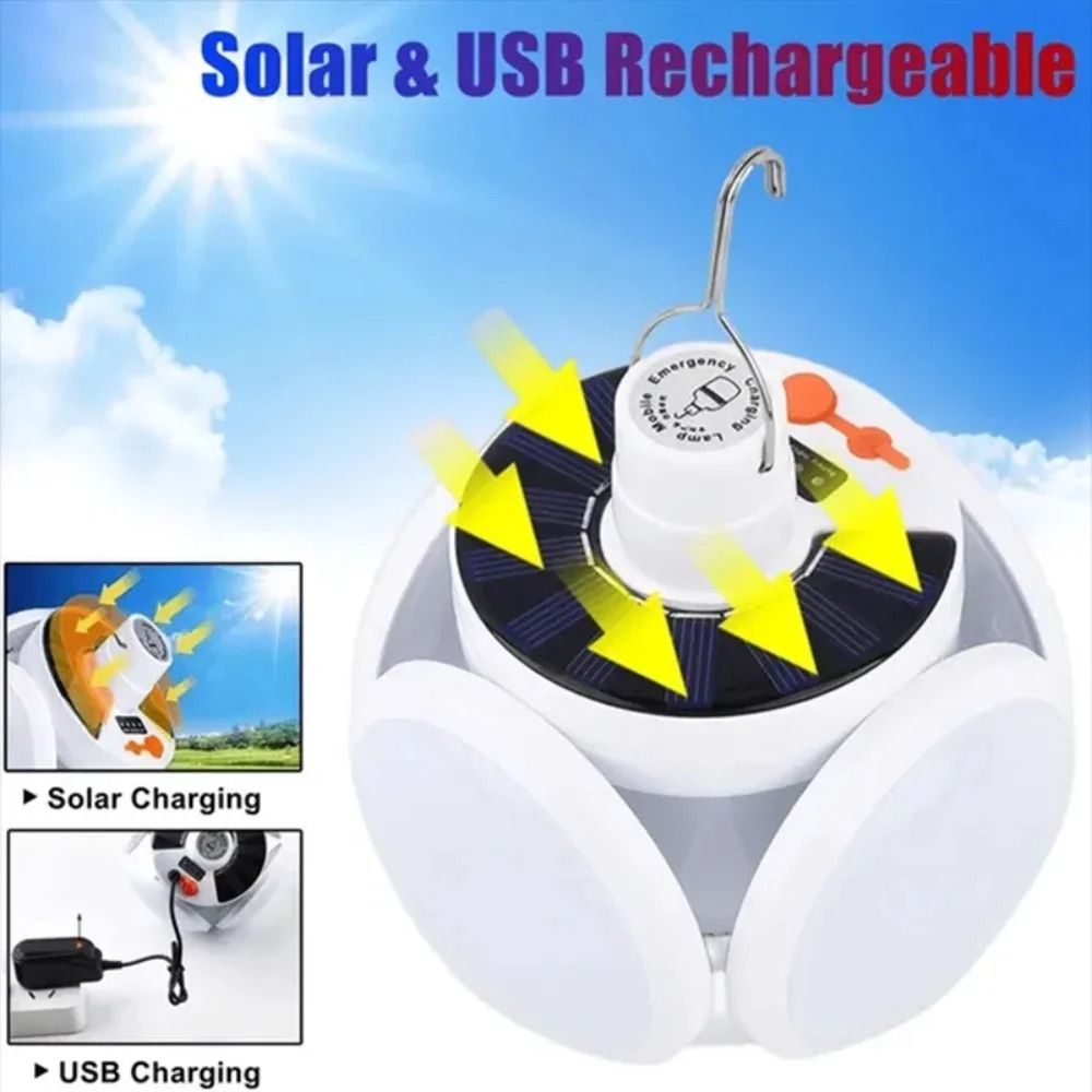 Portable Solar Camping Lantern LED Rechargeable Tent Lamp With Hook 4