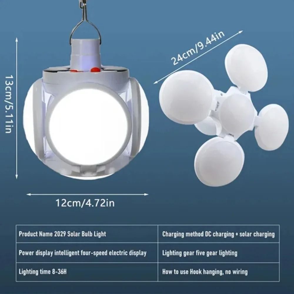 Portable Solar Camping Lantern LED Rechargeable Tent Lamp With Hook 5