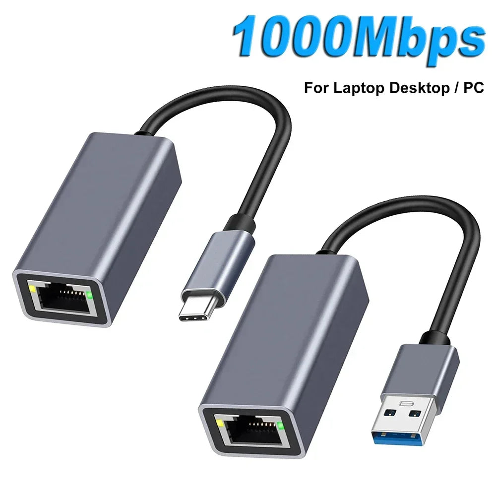 RJ45 USB 3.0 Pour MacBook PC, Adaptateur Ethernet USB Type C 1000Mbps, Windows XP 7 Cable Internet LAN USB Android