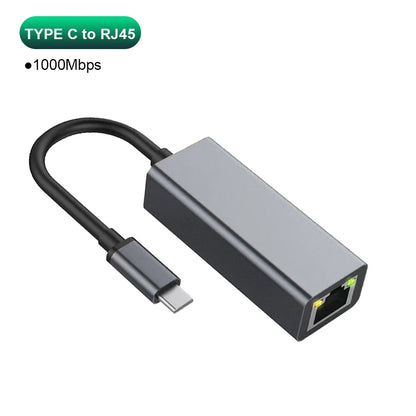 RJ45 USB 3.0 Pour MacBook PC, Adaptateur Ethernet USB Type C 1000Mbps, Windows XP 7 Cable Internet LAN USB Android