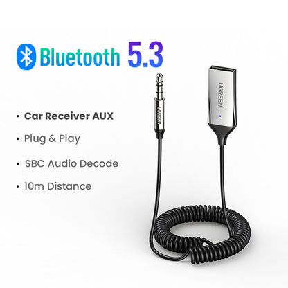 Hands-Free Bluetooth Receiver 5.3, Car Kits AUX Audio, Wireless Receiver for Car, 3.5mm Jack Music BT Transmitter