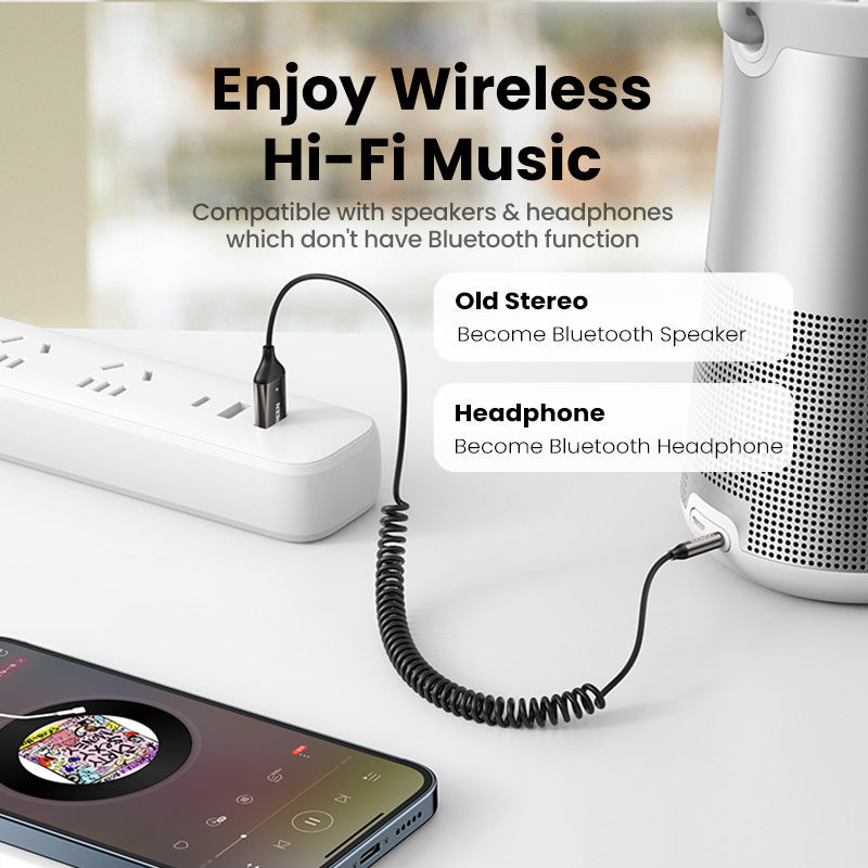 Hands-Free Bluetooth Receiver 5.3, Car Kits AUX Audio, Wireless Receiver for Car, 3.5mm Jack Music BT Transmitter