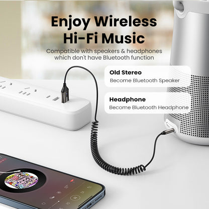 Hands-Free Bluetooth Receiver 5.3, Car Kits AUX Audio, Wireless Receiver for Car, 3.5mm Jack Music BT Transmitter