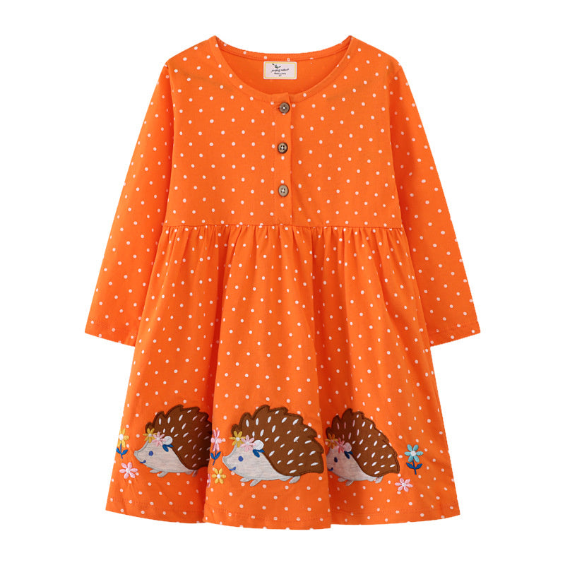 Jumping Meters Girls Dress 27T Dancing Baby Long Sleeve Cute Party Dress With Animals Applique And  2