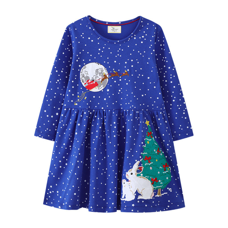 Jumping Meters Girls Dress 27T Dancing Baby Long Sleeve Cute Party Dress With Animals Applique And  6