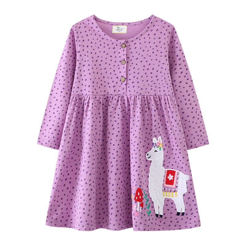 Jumping Meters Girls Dress 27T Dancing Baby Long Sleeve Cute Party Dress With Animals Applique And  8