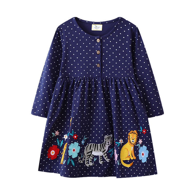 Jumping Meters Girls Dress 27T Dancing Baby Long Sleeve Cute Party Dress With Animals Applique And  7