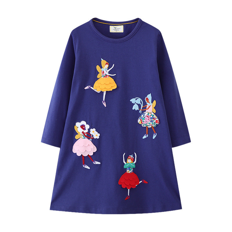 Jumping Meters Girls Dress 27T Dancing Baby Long Sleeve Cute Party Dress With Animals Applique And  9