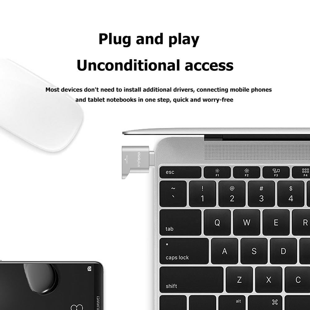 TF Card Reader, Lenovo Thinkplus, USB C Type-C, Memory Card Mini Metal, Adapter For Type C Phone